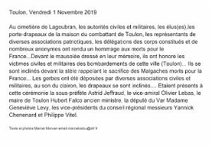 2019 11 01 CEREMONIE DU 1 ER NOVEMBRE TOULON CIMETIERE DE LAGOUBRAN